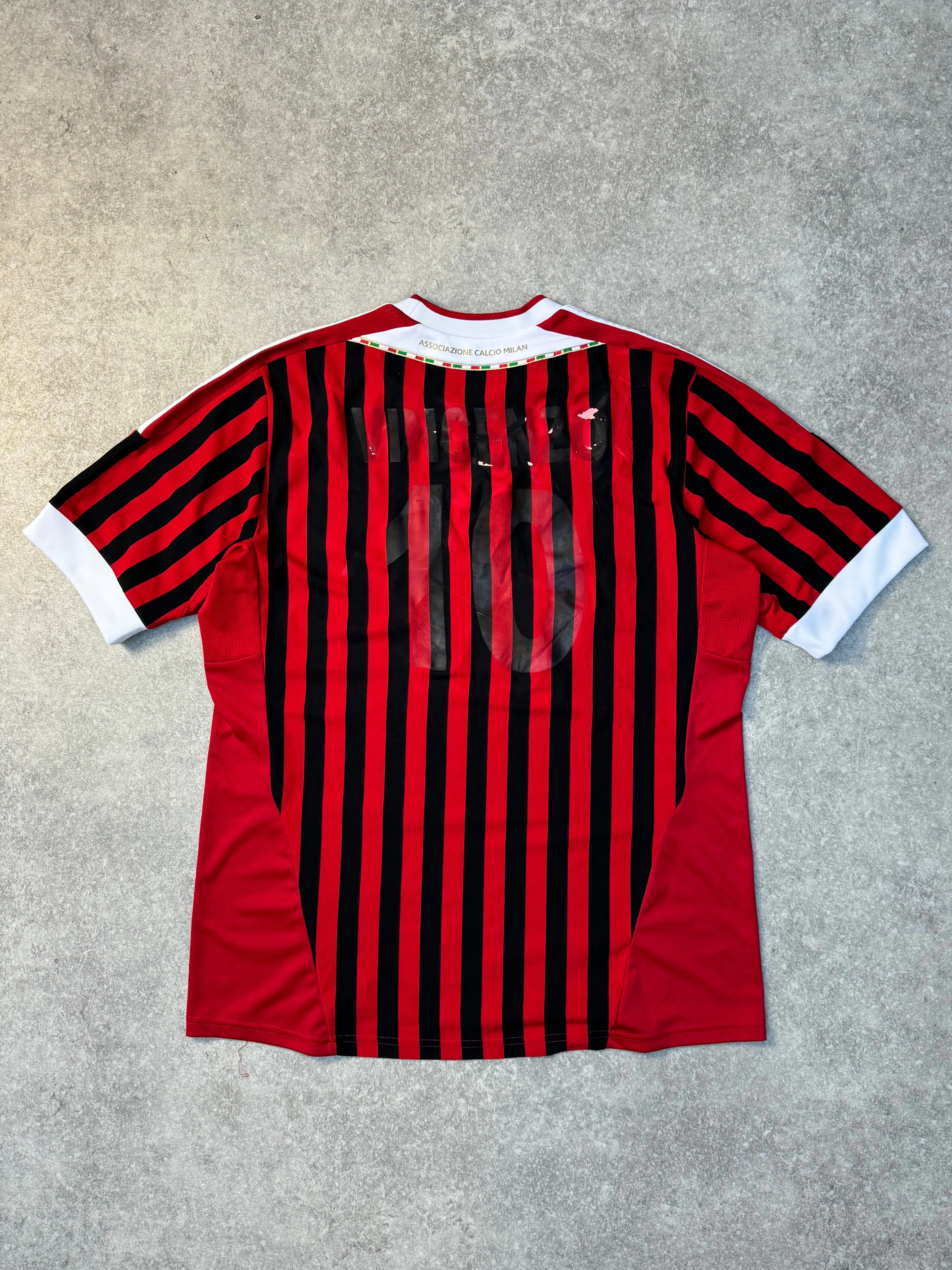 2011-2012 Adidas AC Milan Home 'Vincenzo' Football Shirt