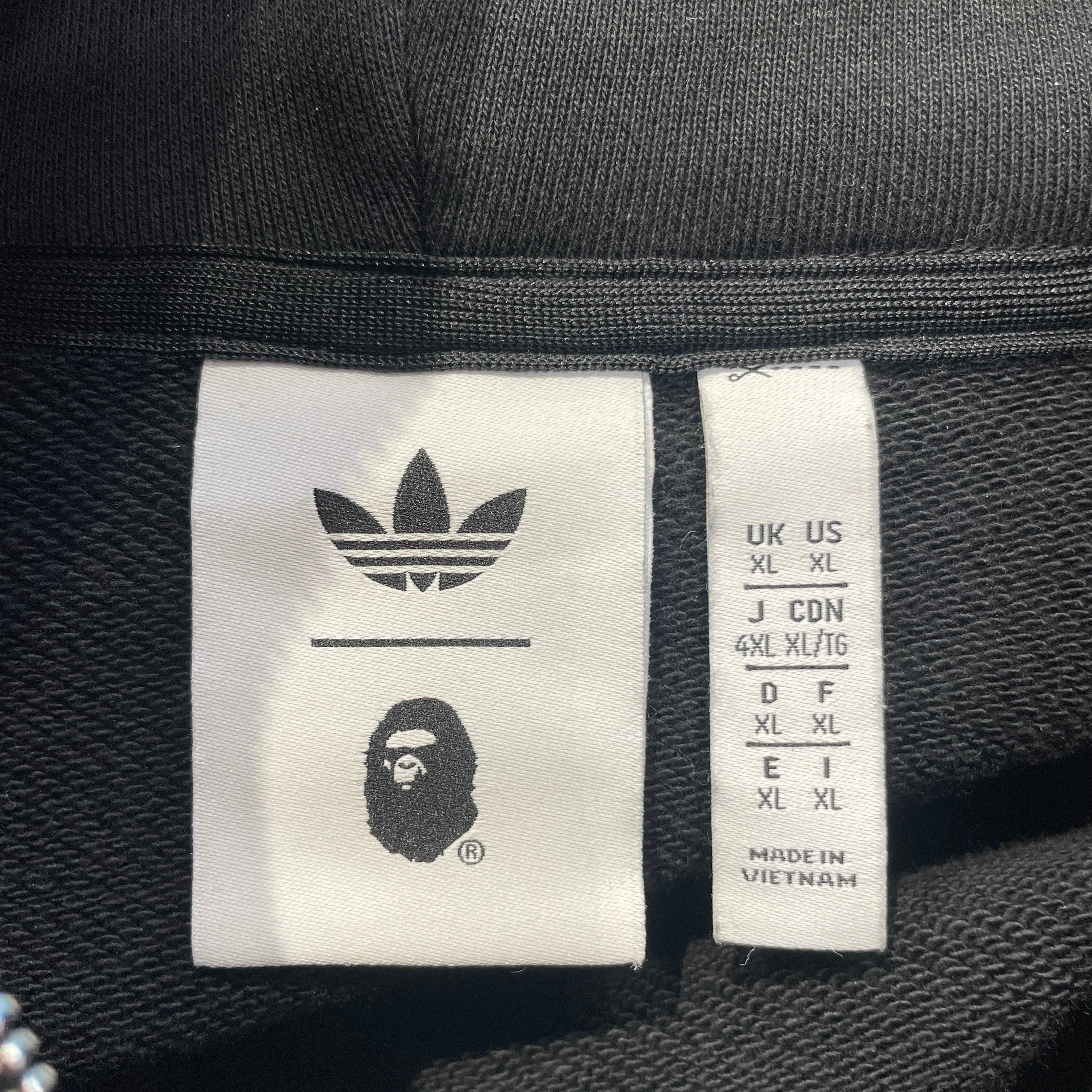 A BATHING APE/adidas/Zip Up Hoodie/M/Cotton/BLK/