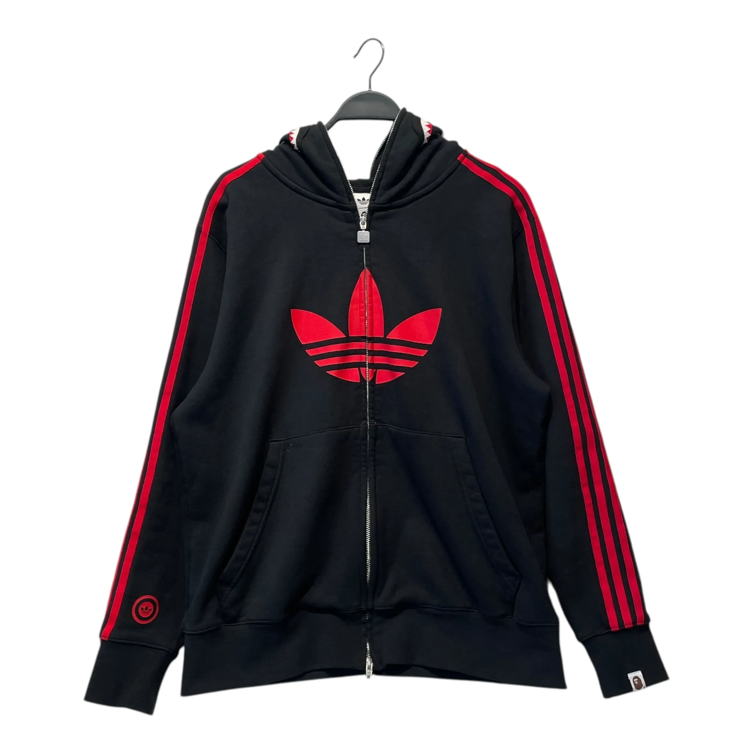 A BATHING APE/adidas/Zip Up Hoodie/M/Cotton/BLK/