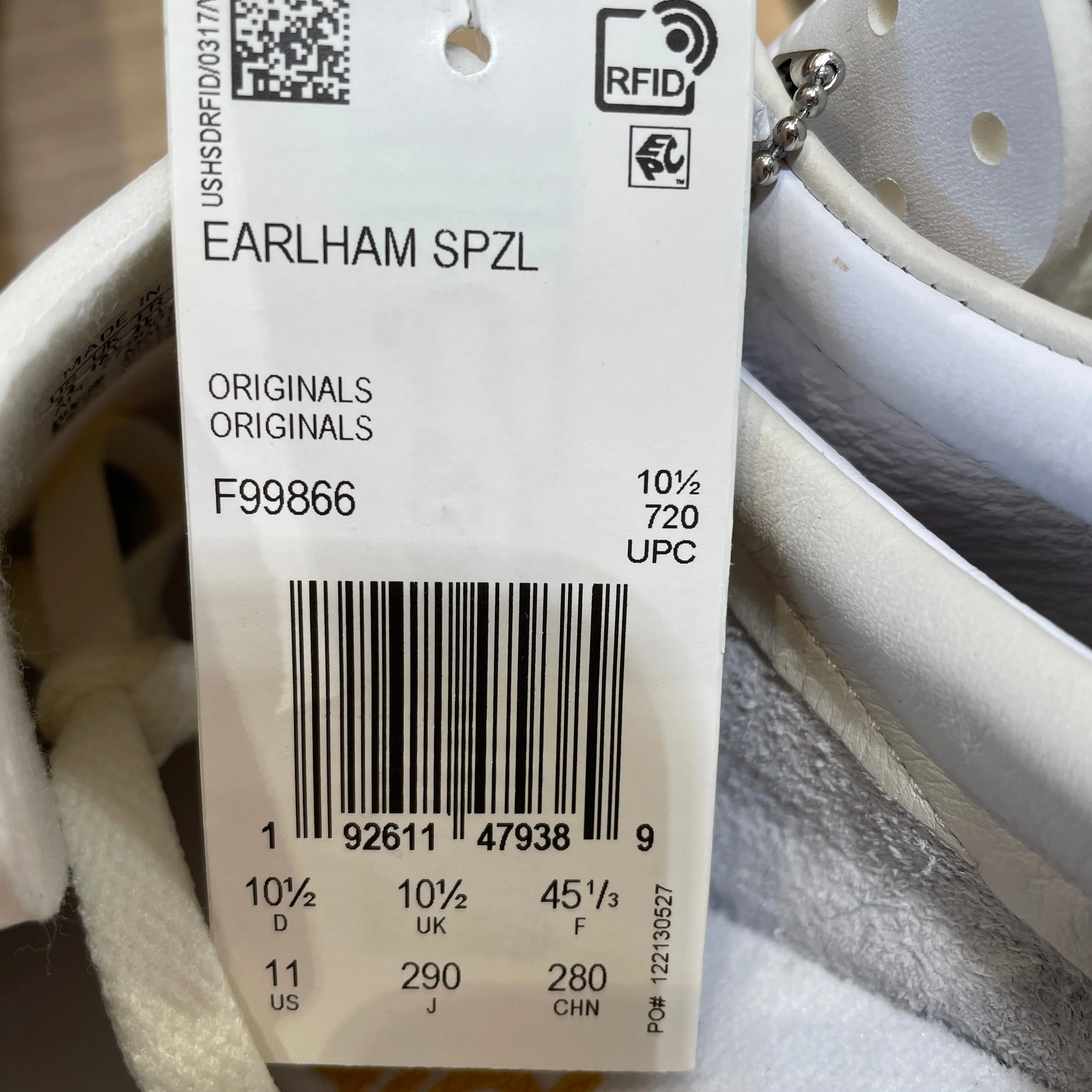 adidas/EARLHAM SPZL/Low-Sneakers/US 11/Leather/WHT/F99866