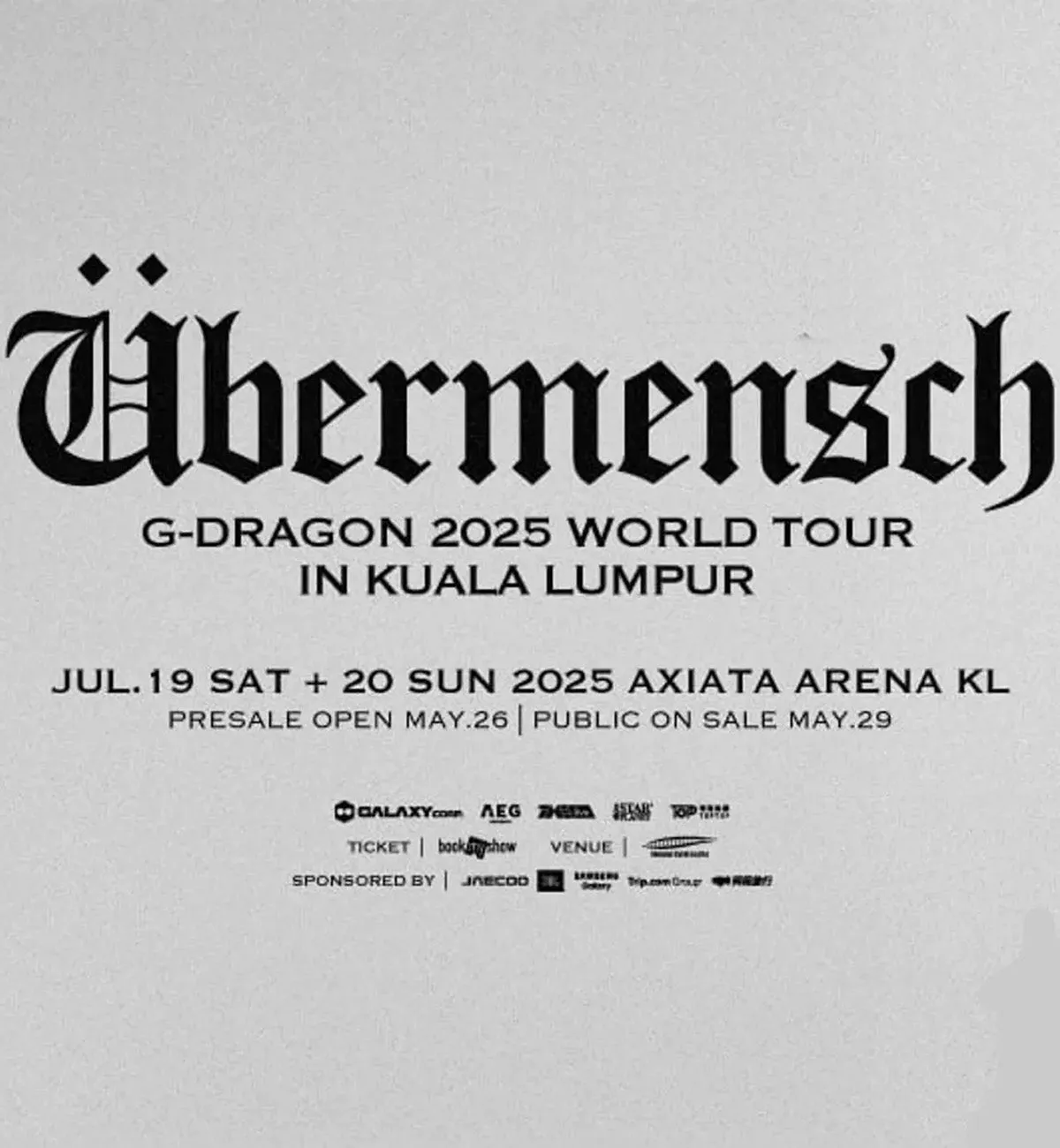 G-DRAGON 2025 WORLD TOUR [bermensch] in Kuala Lumpur