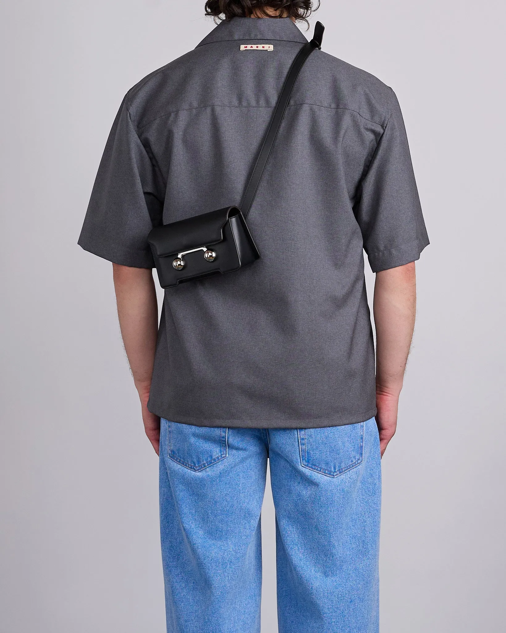 Marni Trunkaroo Leather Crossbody Bag Black