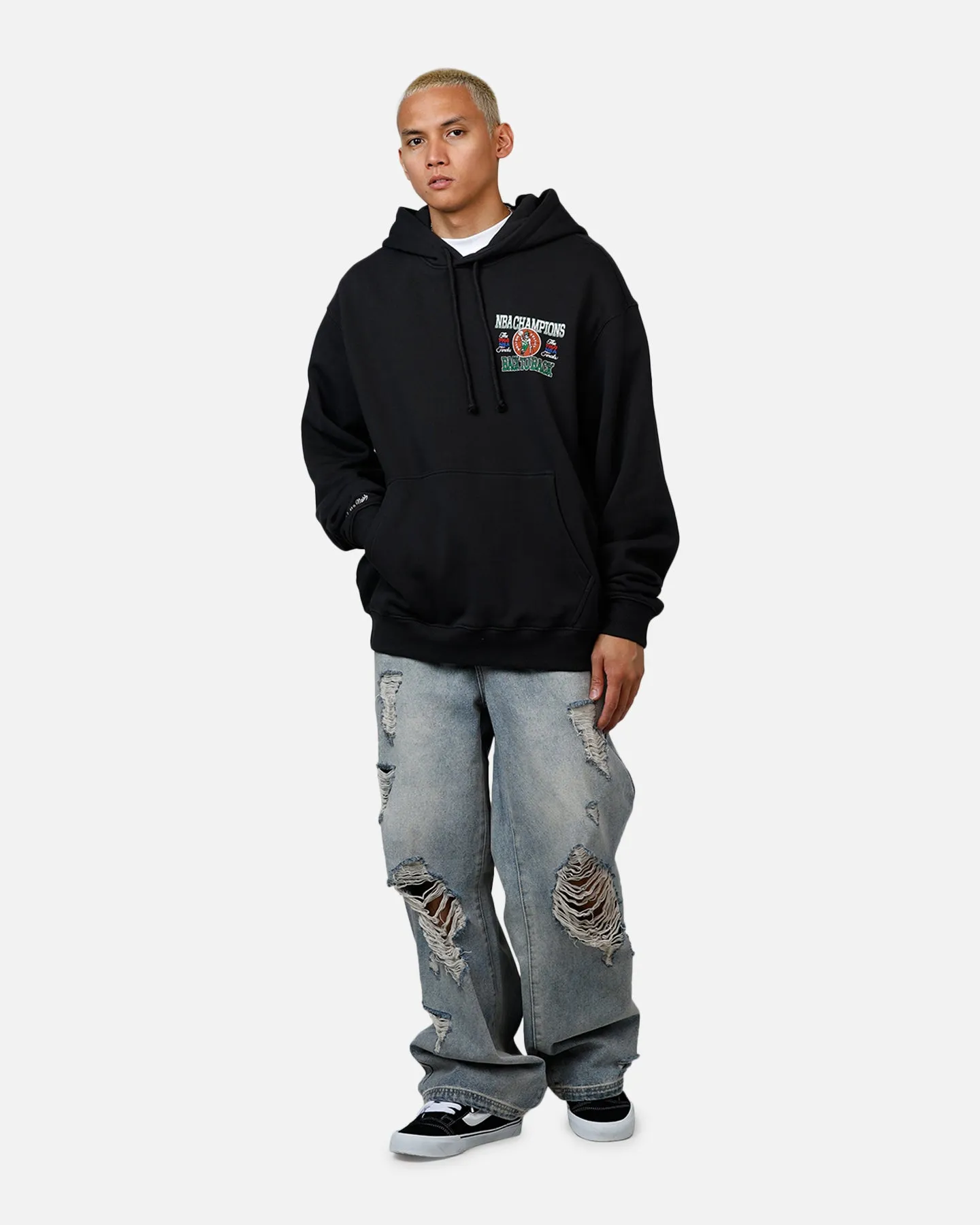 Mitchell & Ness Boston Celtics Back To Back Hoodie Faded Black