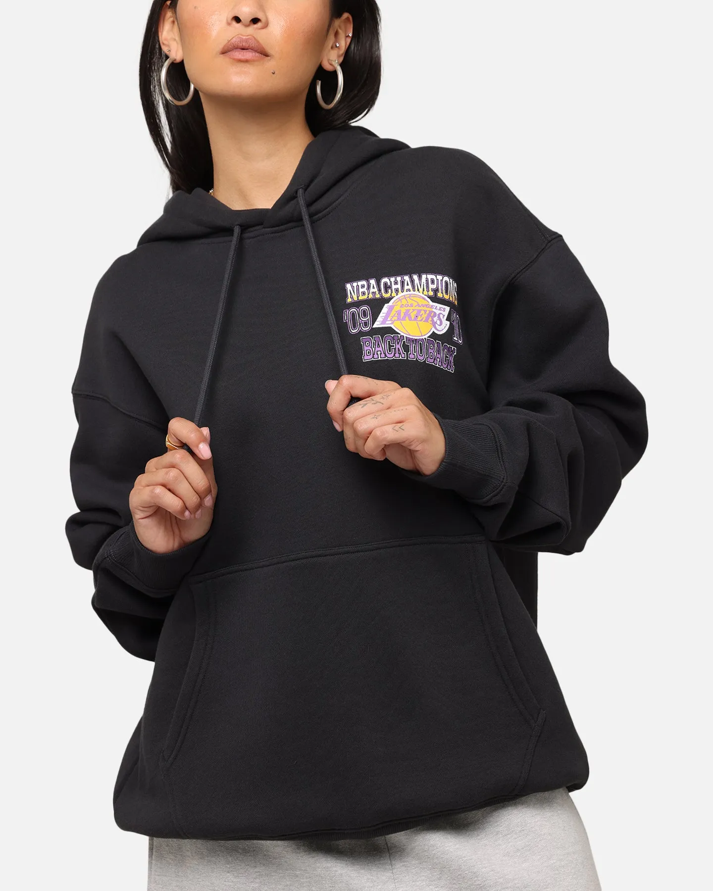Mitchell & Ness Los Angeles Lakers Back To Back Hoodie Faded Black