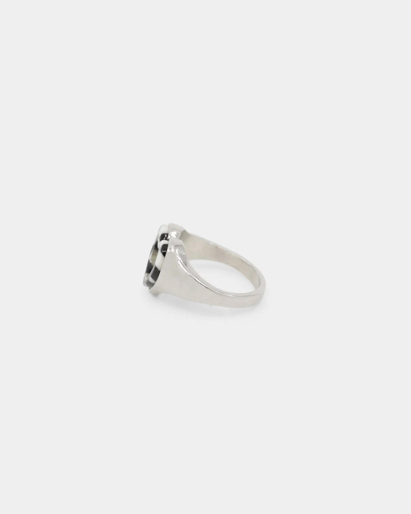 Raising Hell Women's Checkered Heart Ring White/Gold/Black