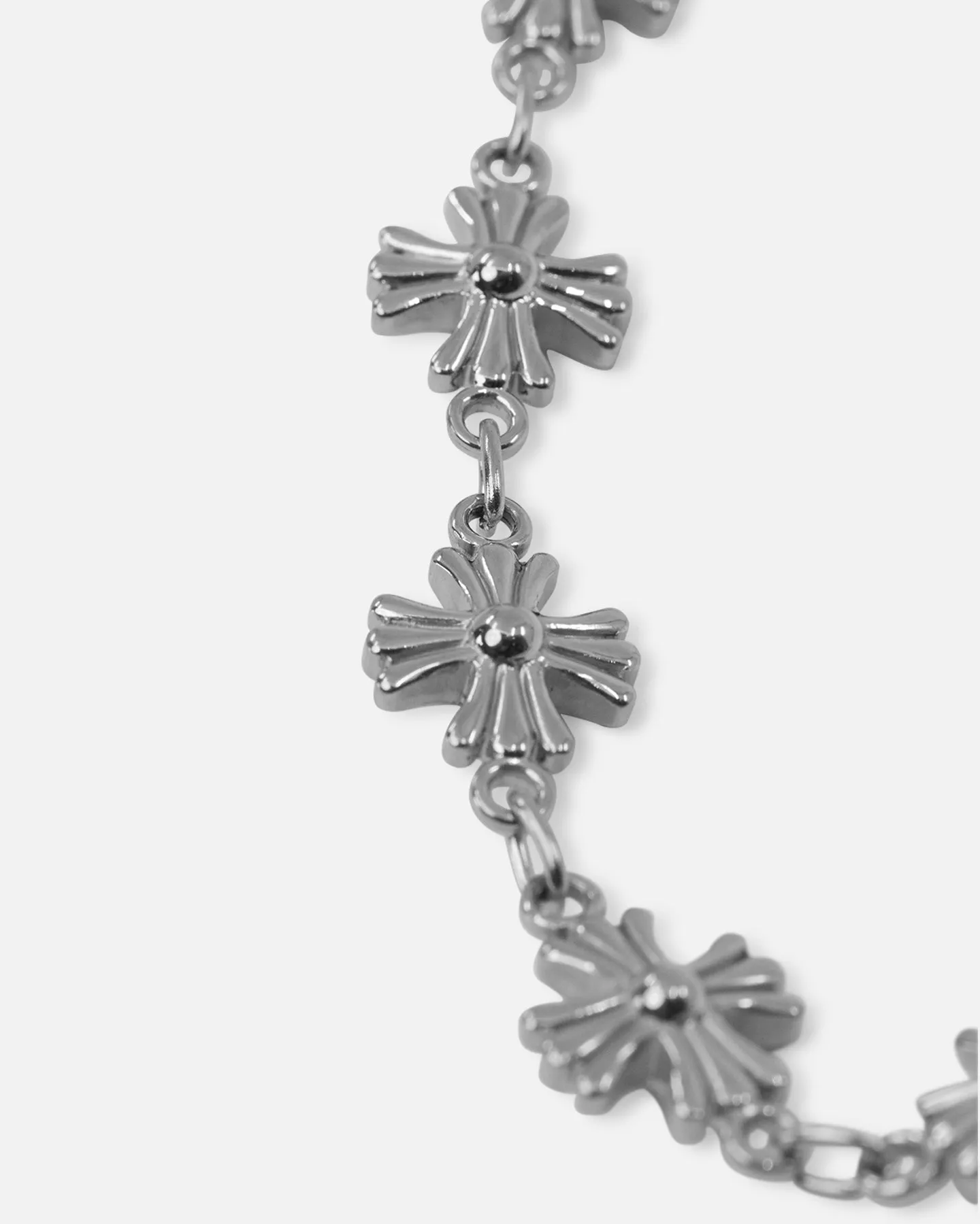 Saint Morta Chrome Cross Chain Necklace White Gold