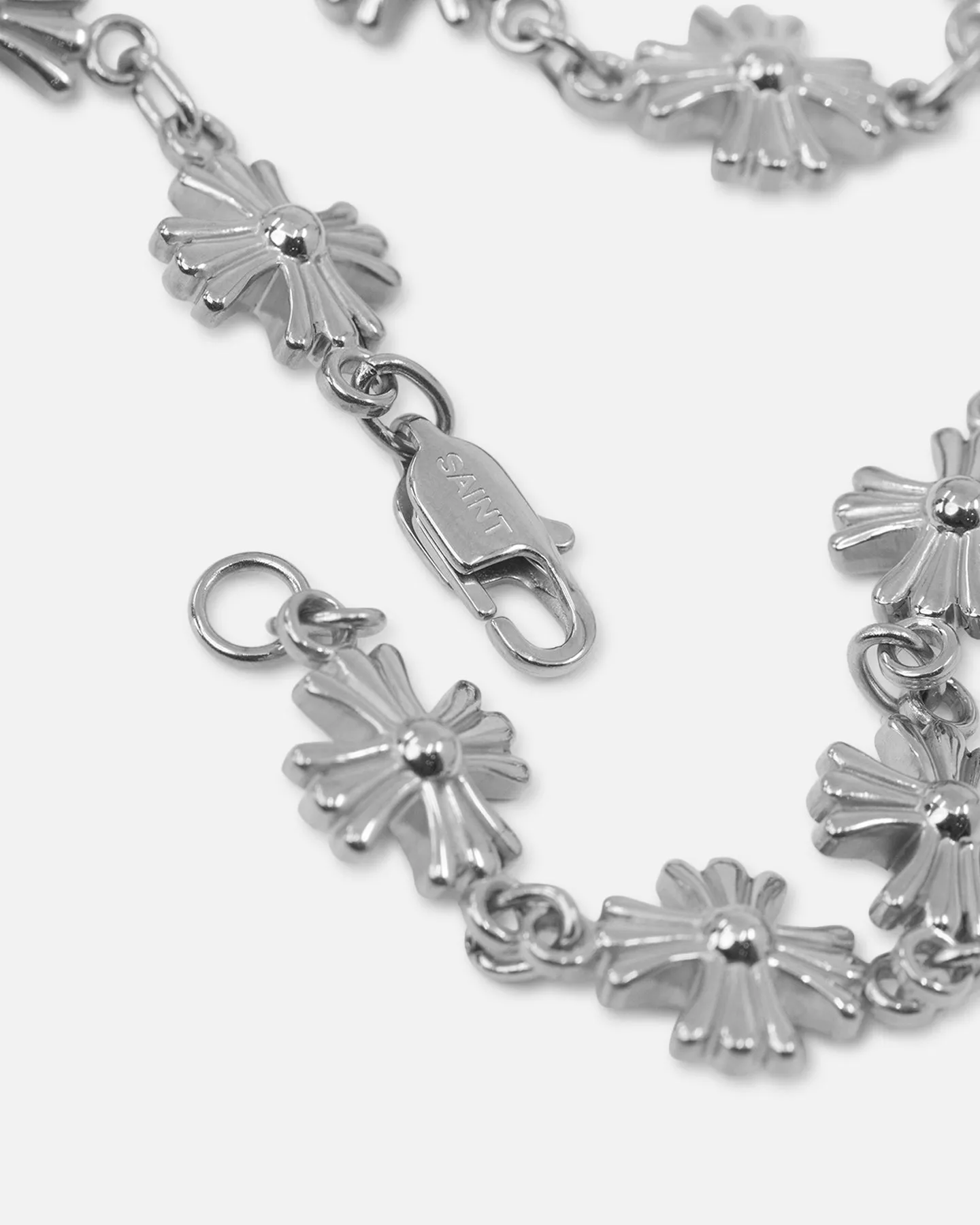 Saint Morta Chrome Cross Chain Necklace White Gold