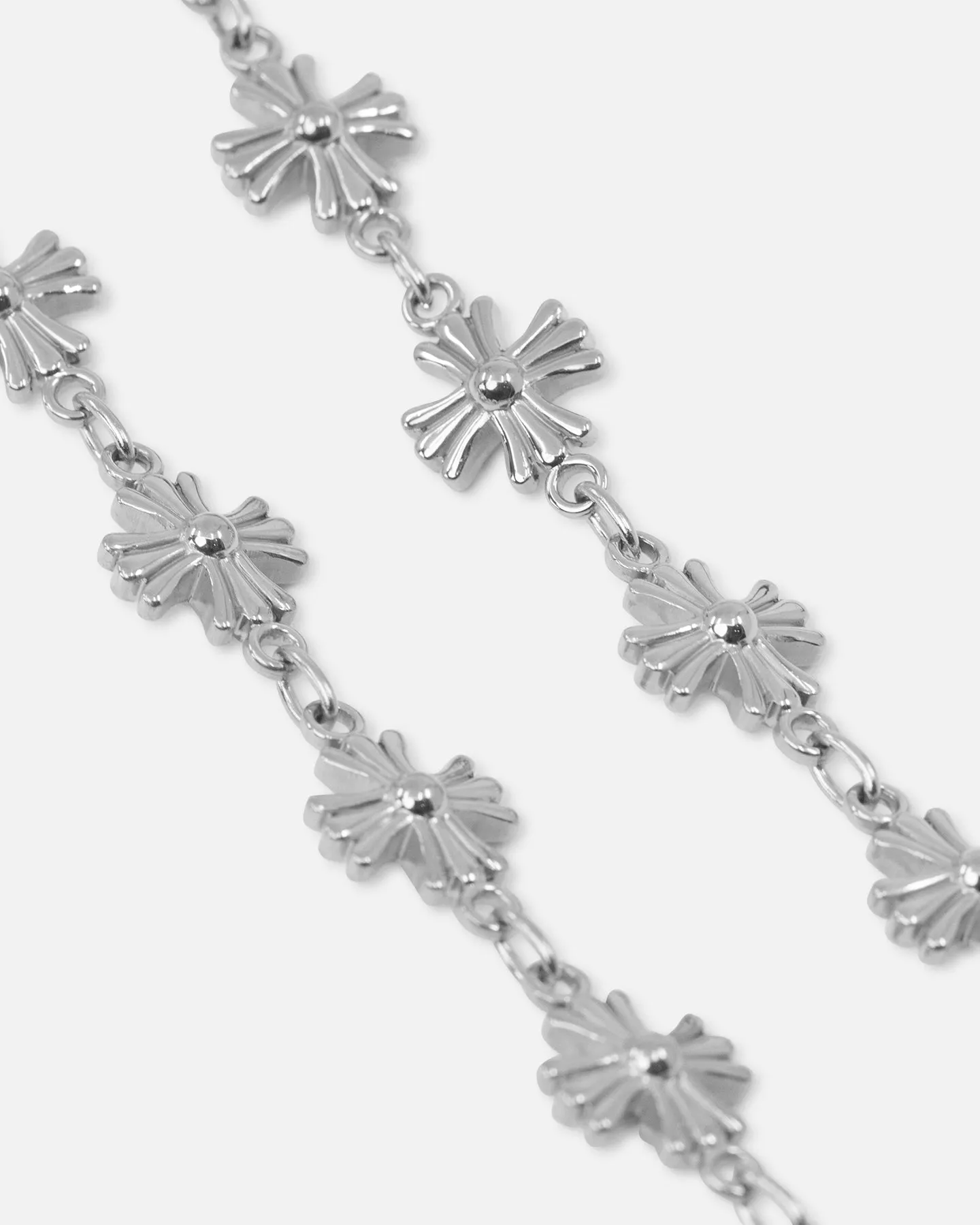 Saint Morta Chrome Cross Chain Necklace White Gold