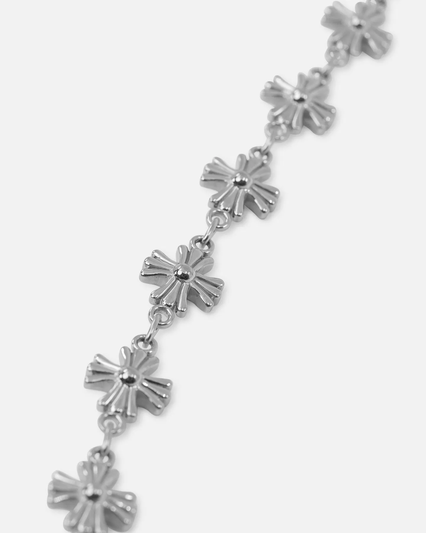Saint Morta Chrome Cross Chain Necklace White Gold