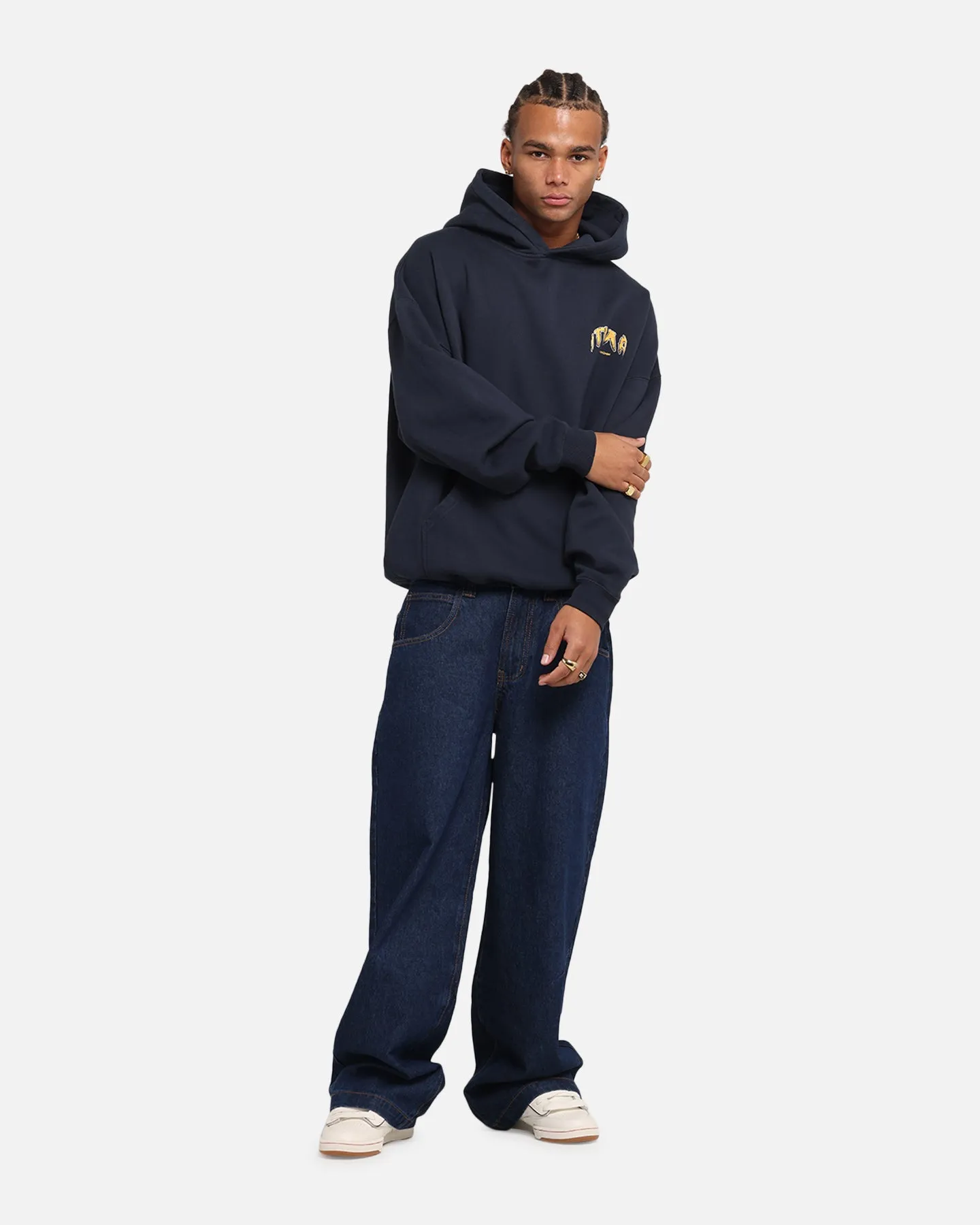 The Anti Order Anti Collegate Boxy Hoodie Navy
