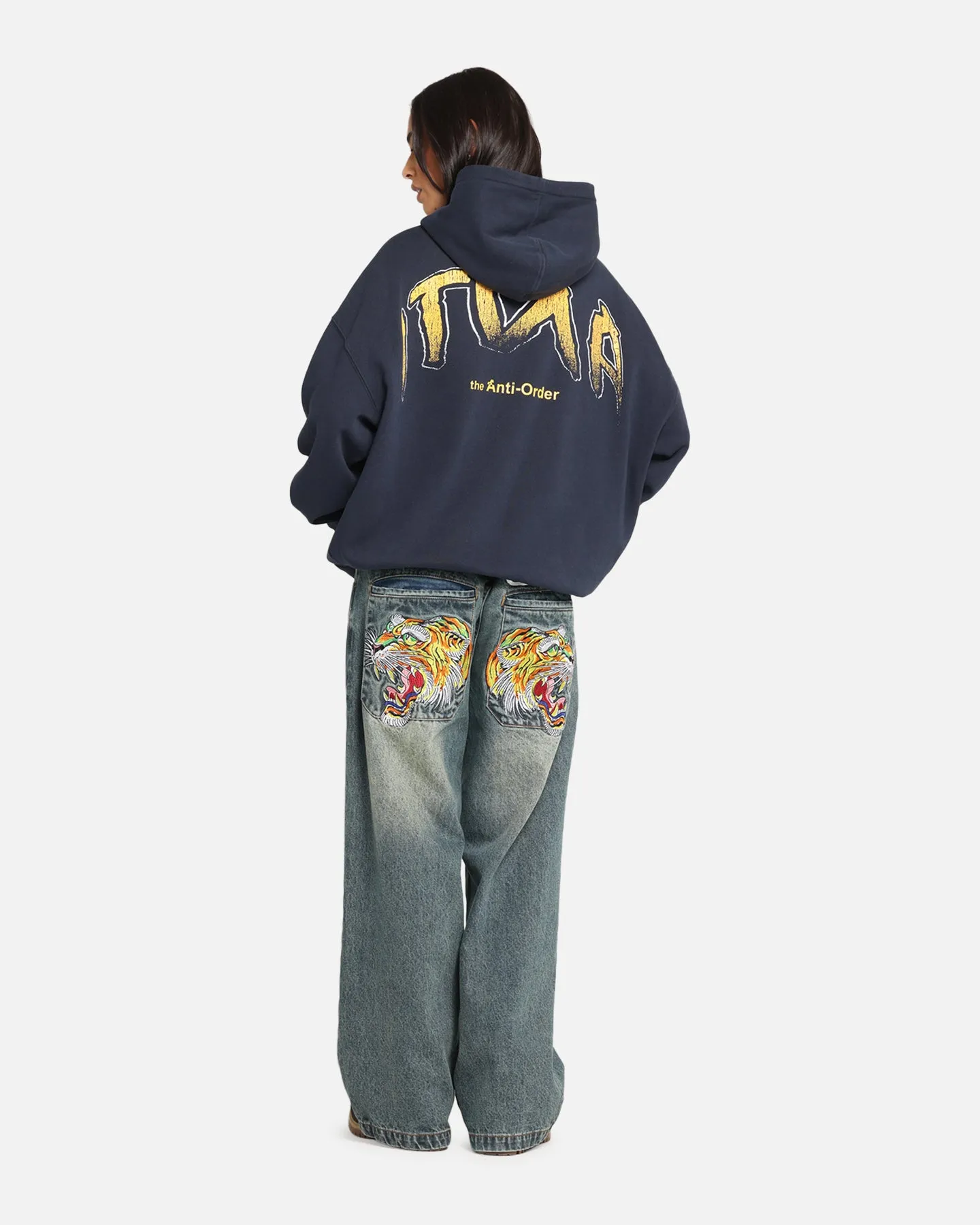 The Anti Order Anti Collegate Boxy Hoodie Navy