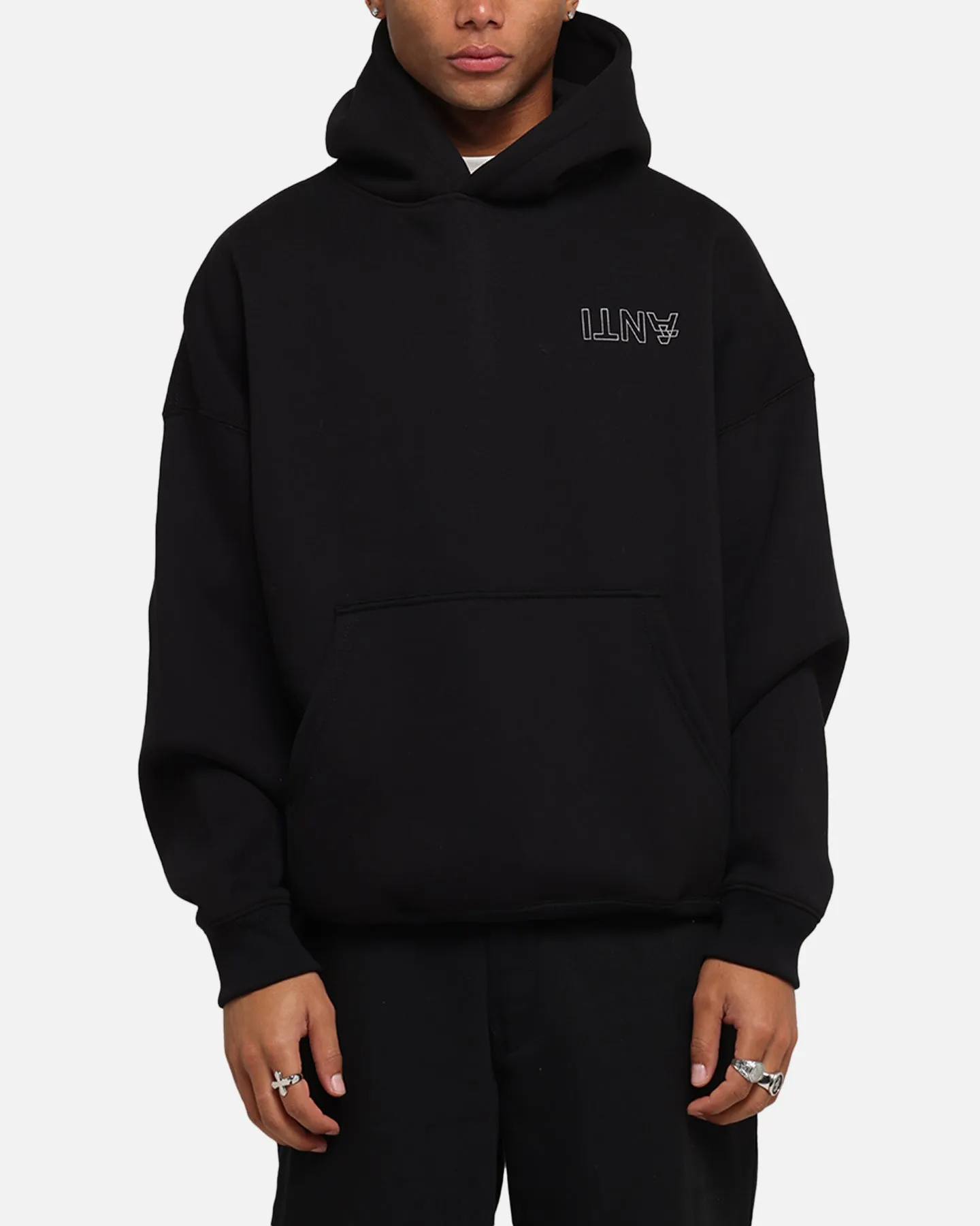 The Anti Order Azero Stencil Boxy Hoodie Black