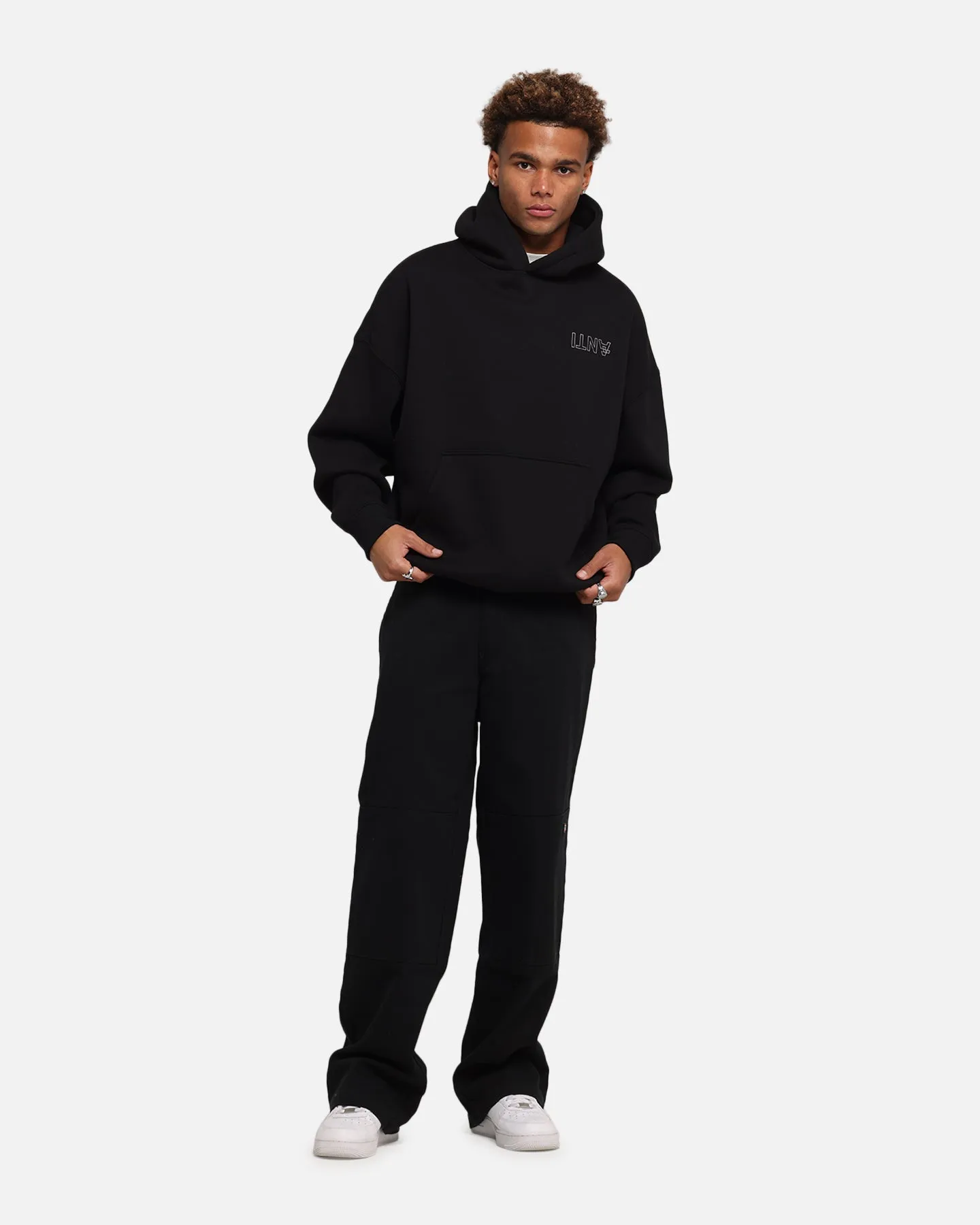 The Anti Order Azero Stencil Boxy Hoodie Black