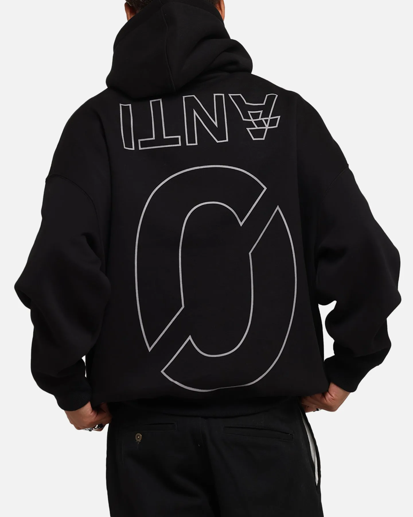 The Anti Order Azero Stencil Boxy Hoodie Black