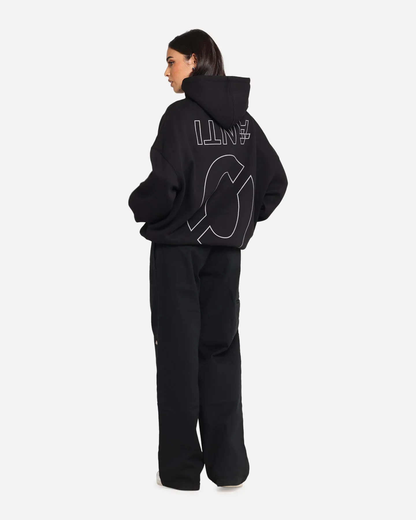 The Anti Order Azero Stencil Boxy Hoodie Black
