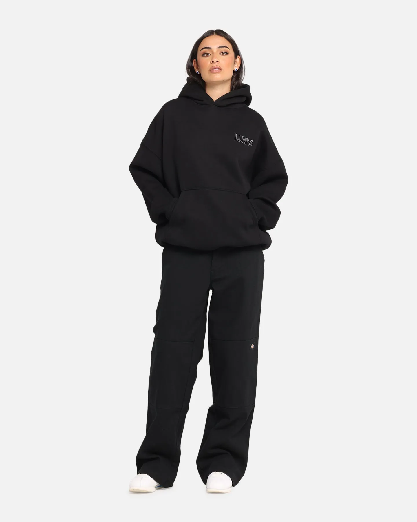 The Anti Order Azero Stencil Boxy Hoodie Black