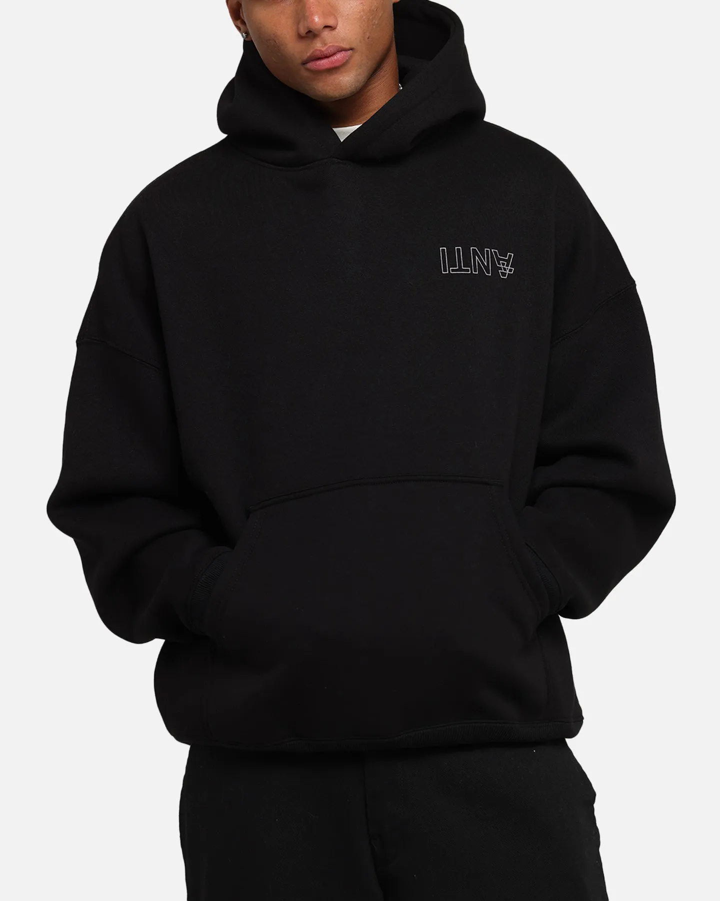 The Anti Order Azero Stencil Boxy Hoodie Black