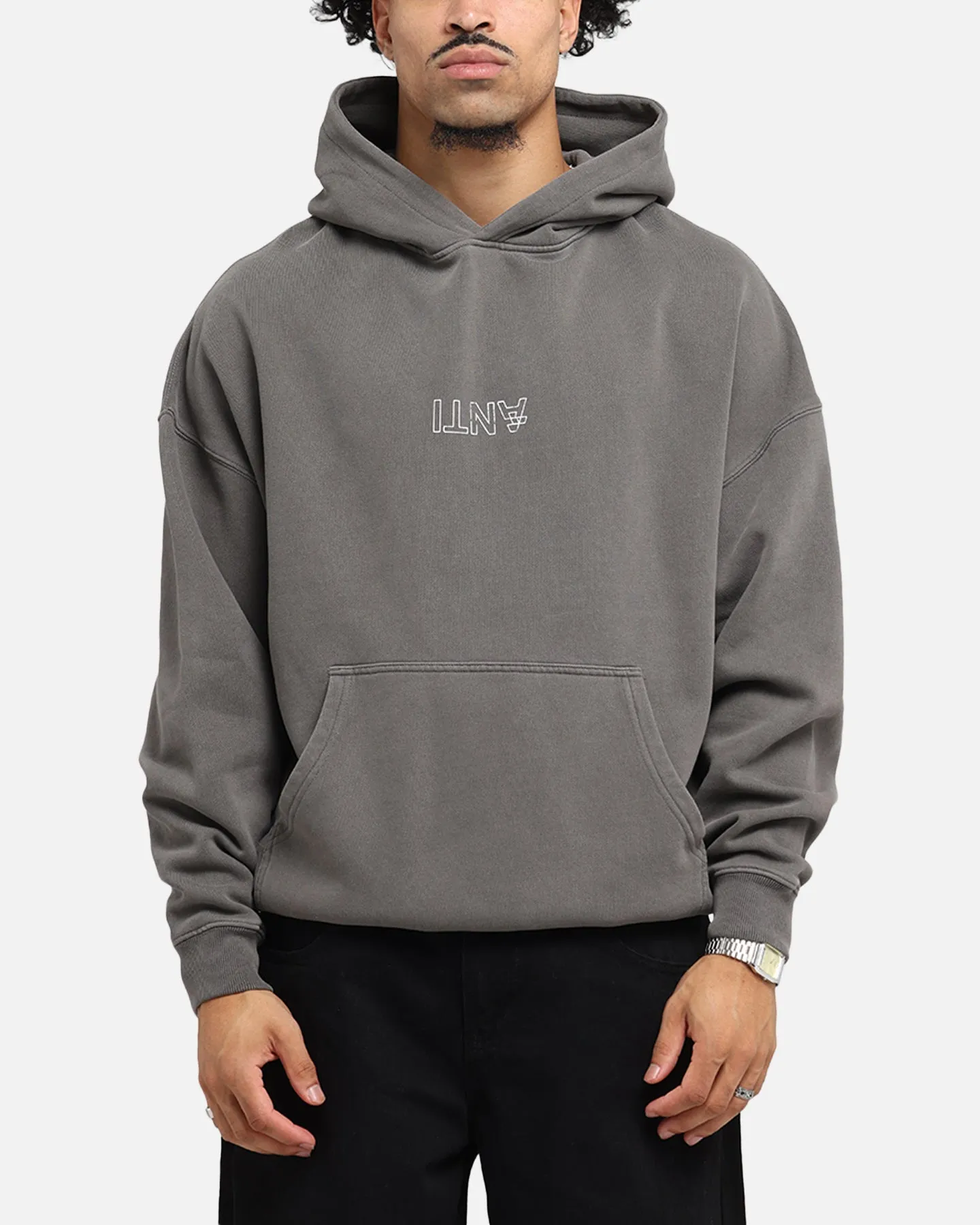 The Anti Order Truth In Chaos Boxy Hoodie Washed Charcoal