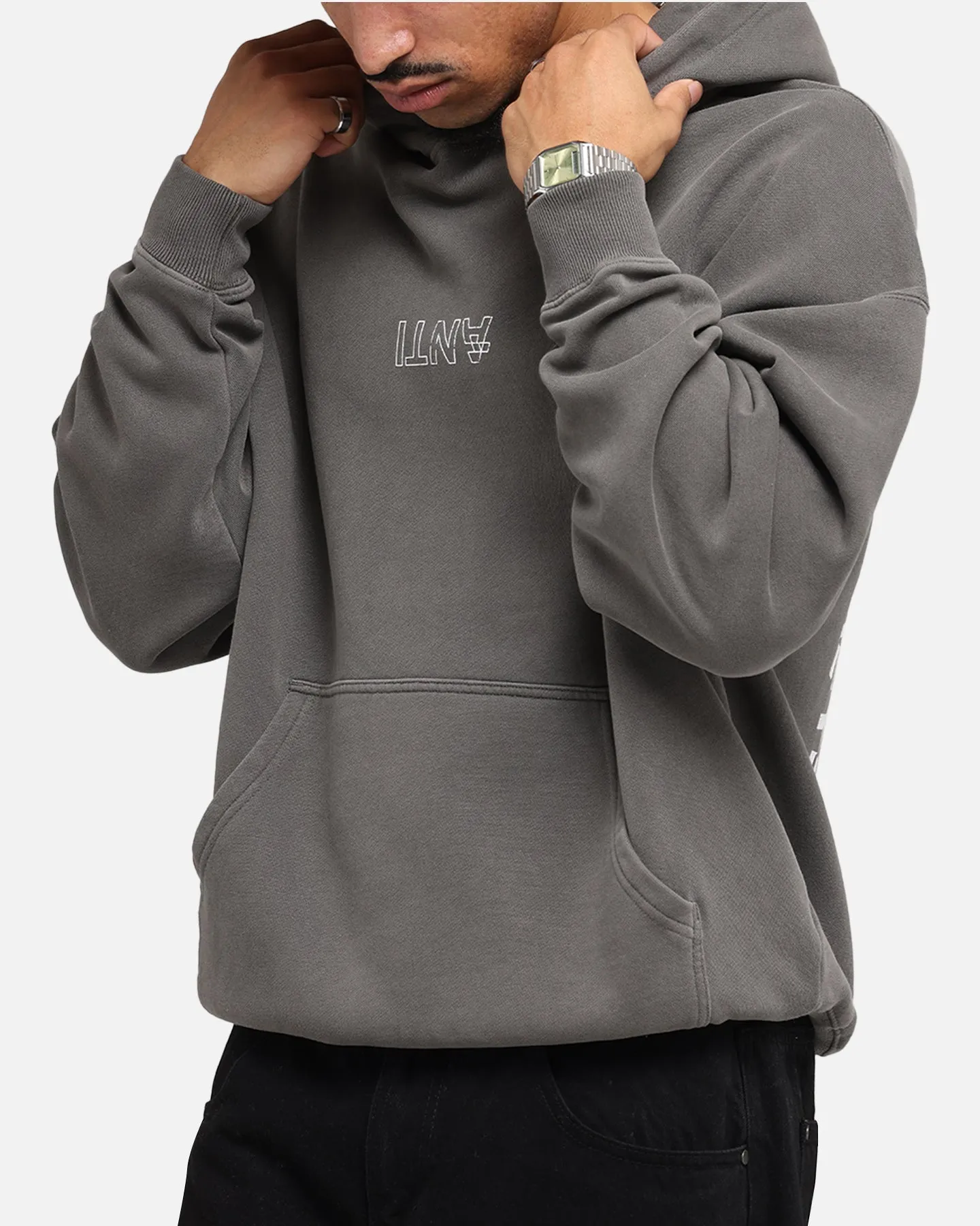 The Anti Order Truth In Chaos Boxy Hoodie Washed Charcoal