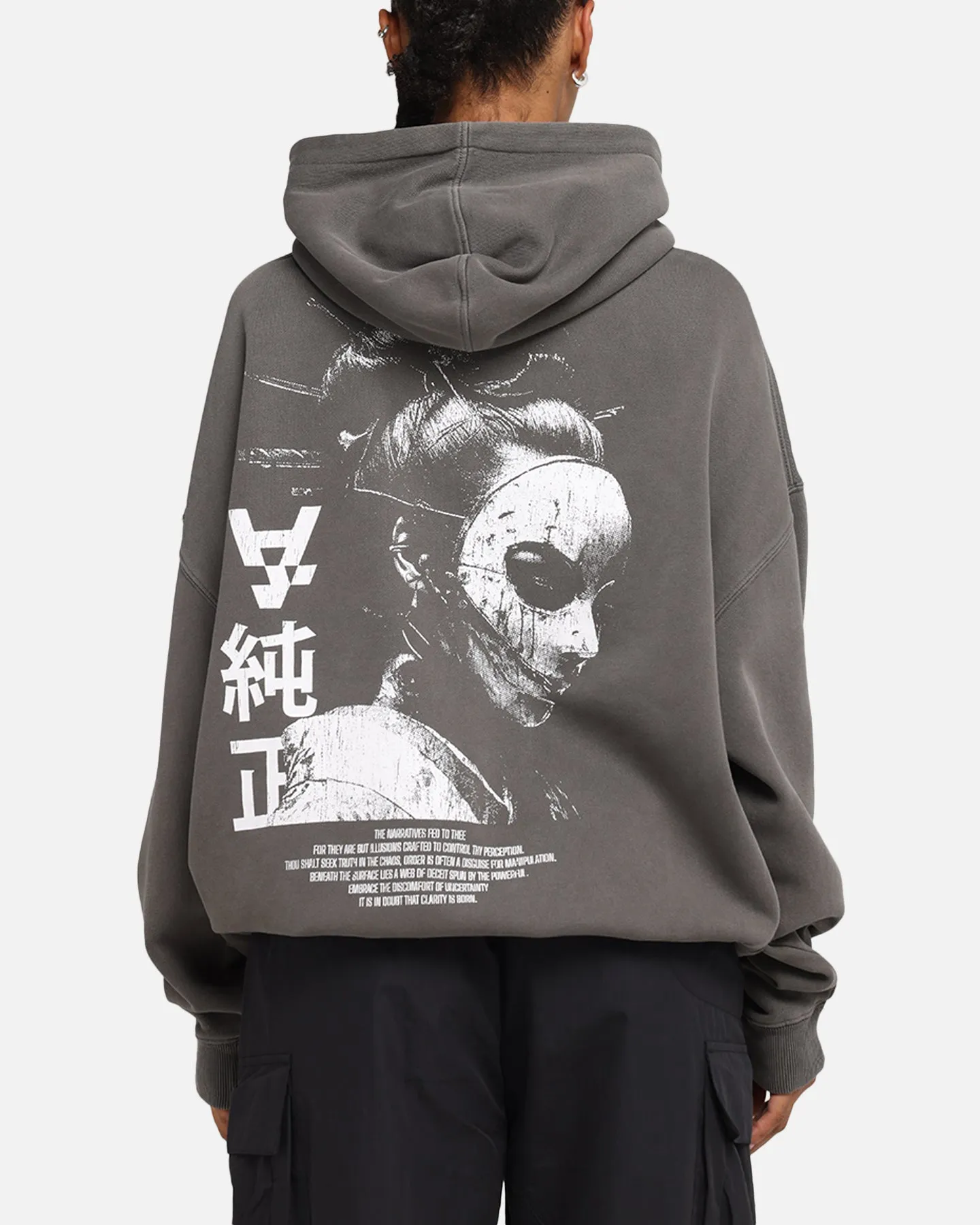 The Anti Order Truth In Chaos Boxy Hoodie Washed Charcoal