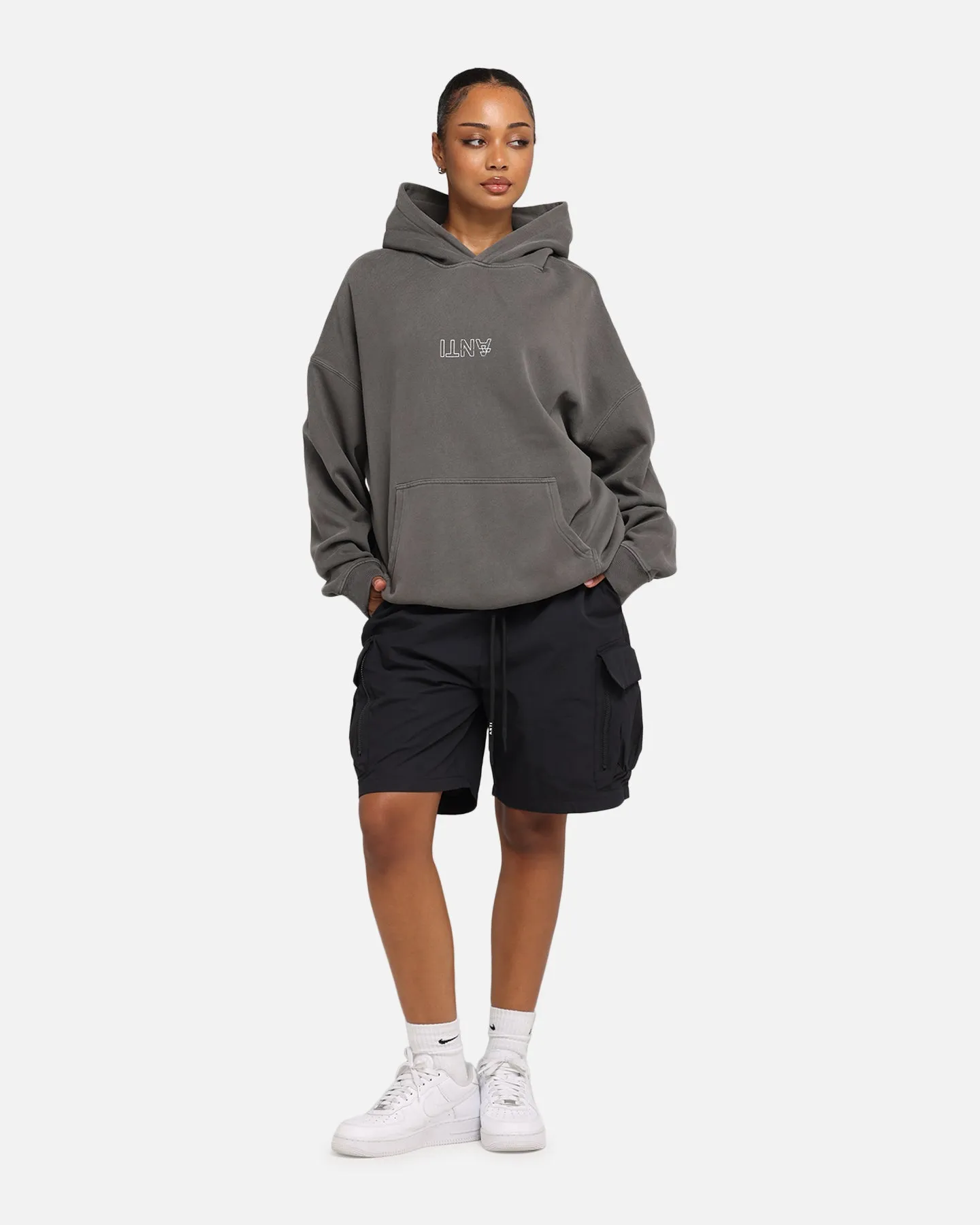 The Anti Order Truth In Chaos Boxy Hoodie Washed Charcoal