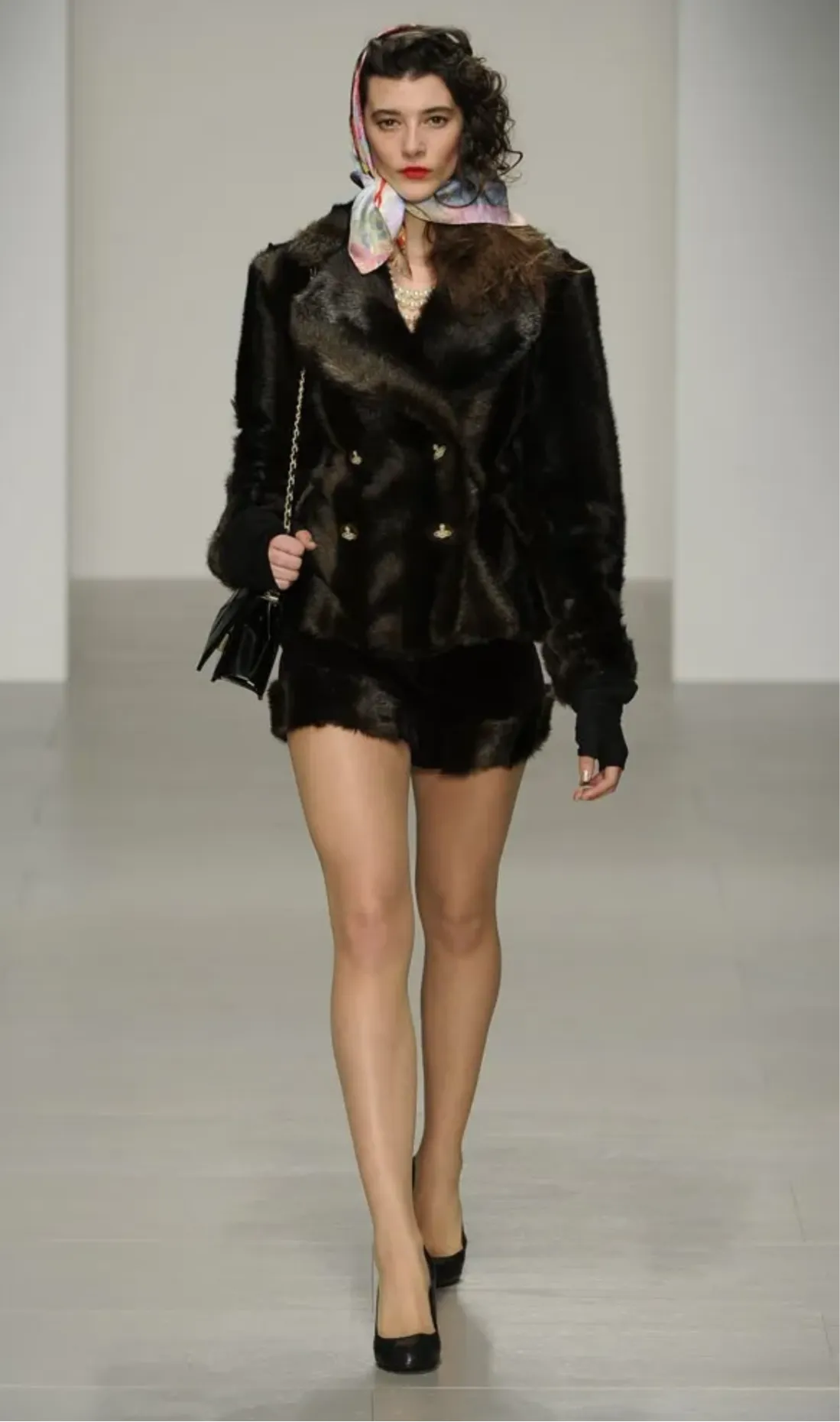 Vivienne Westwood F/W 2014 faux fur trim velvet shorts. F/W 1991 re-edition