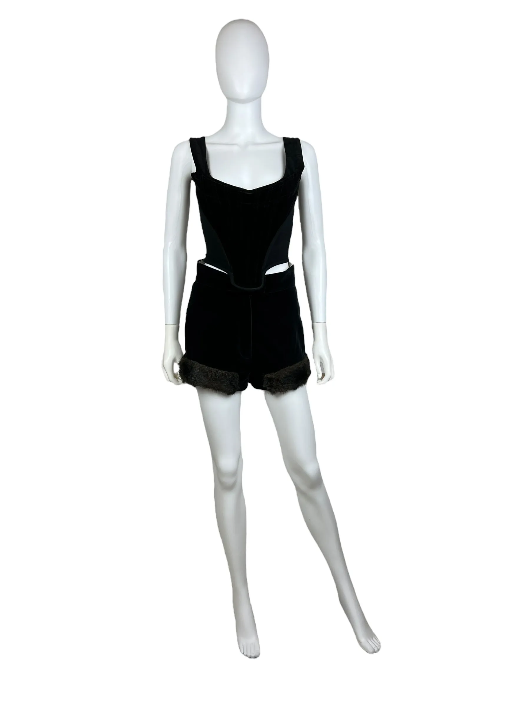 Vivienne Westwood F/W 2014 faux fur trim velvet shorts. F/W 1991 re-edition