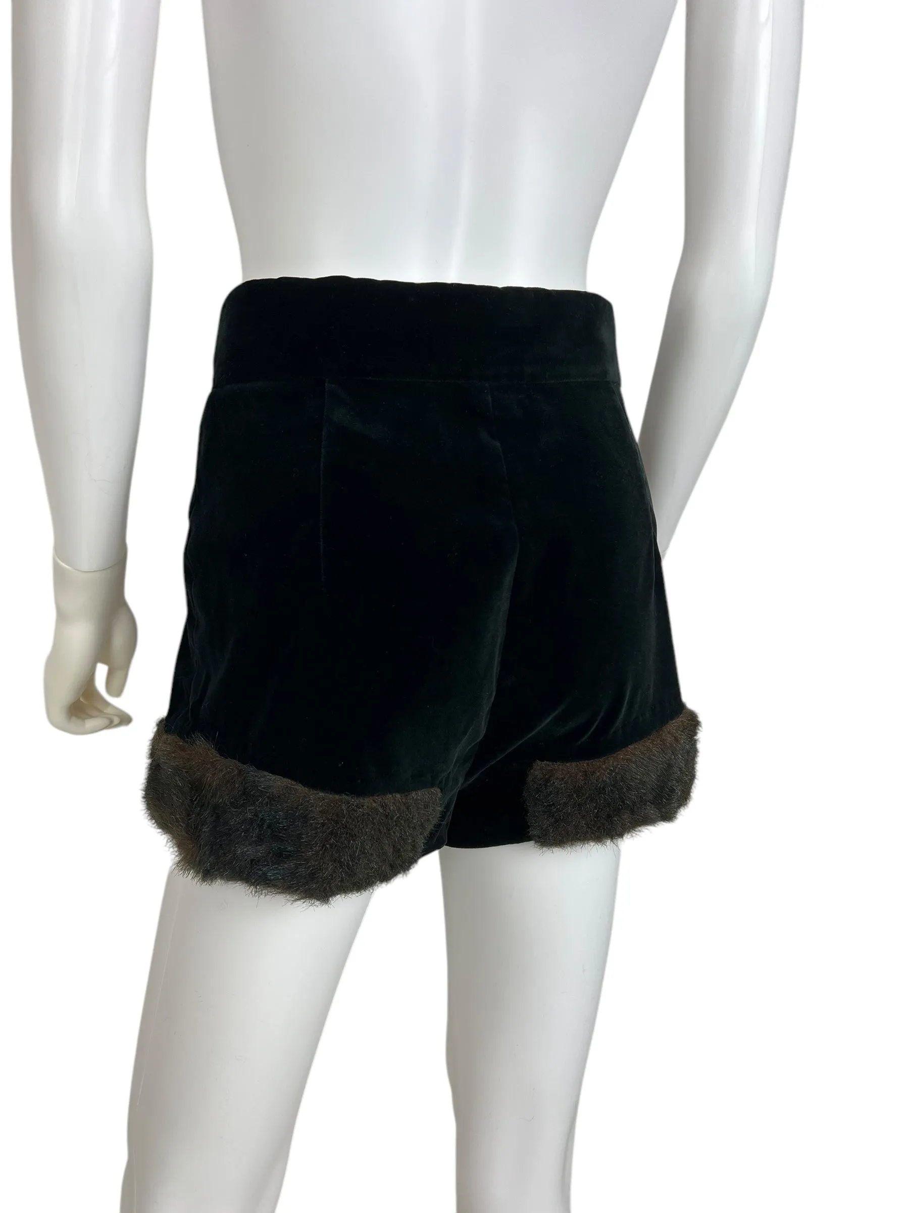 Vivienne Westwood F/W 2014 faux fur trim velvet shorts. F/W 1991 re-edition