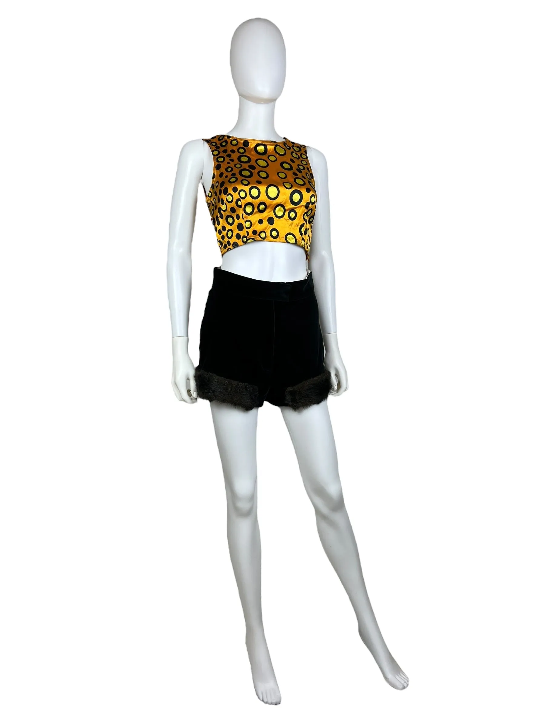 Vivienne Westwood F/W 2014 faux fur trim velvet shorts. F/W 1991 re-edition