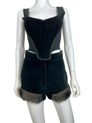 Vivienne Westwood F/W 2014 faux fur trim velvet shorts. F/W 1991 re-edition