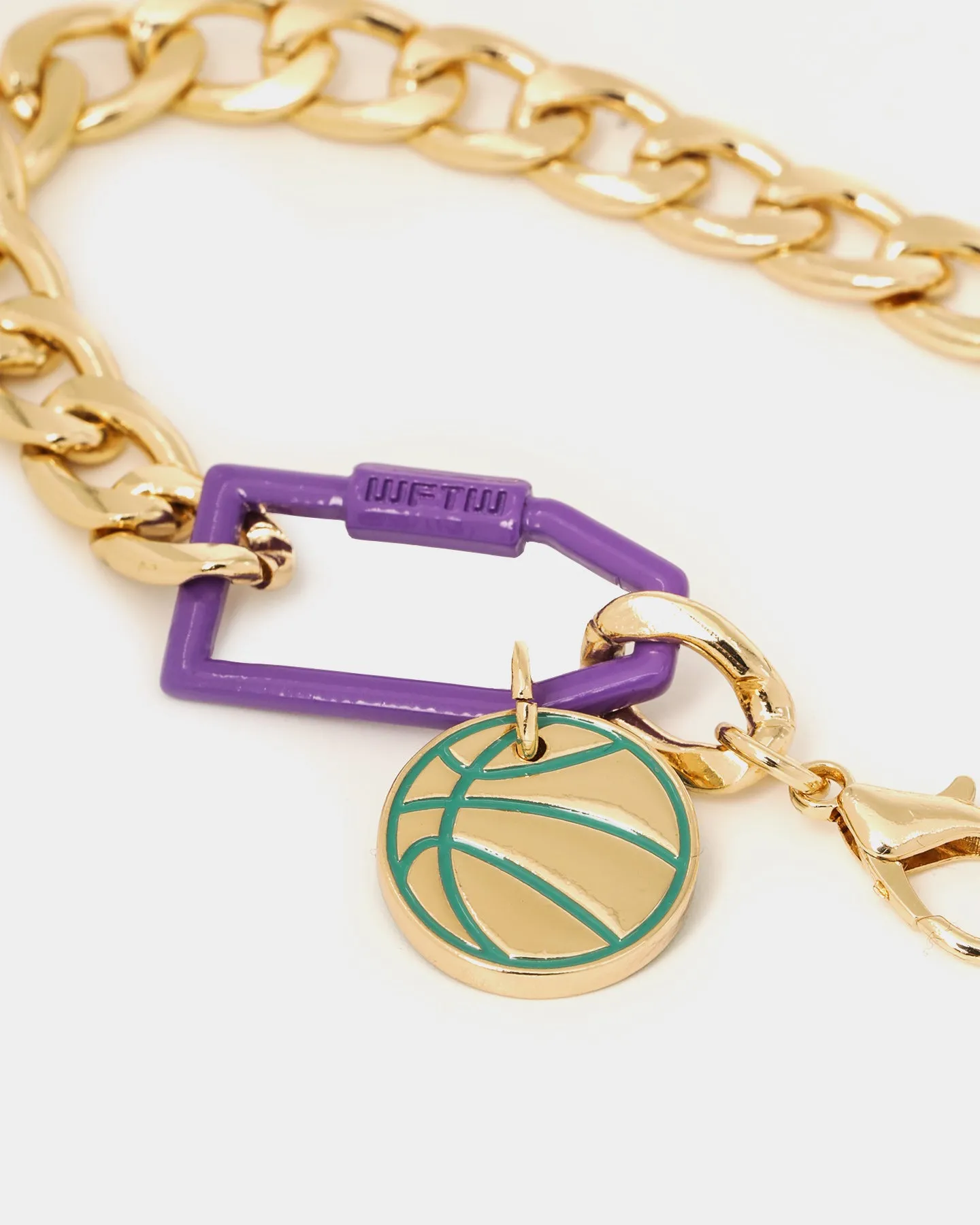 Wild For The Weekend Slam Dunk Basketball Bracelet Gold/Purple/Teal