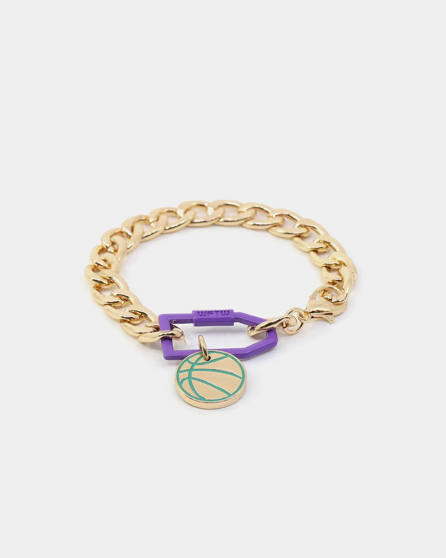 Wild For The Weekend Slam Dunk Basketball Bracelet Gold/Purple/Teal