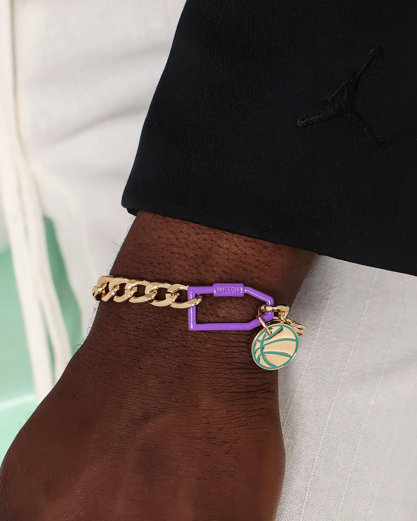 Wild For The Weekend Slam Dunk Basketball Bracelet Gold/Purple/Teal