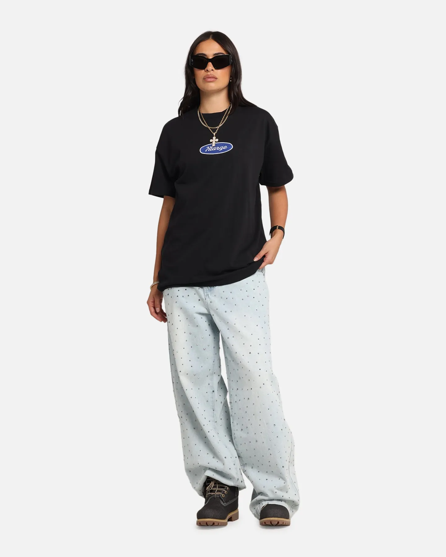 X-Large Oval Script T-Shirt Black